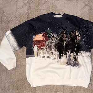 Abercrombie & Fitch Navy White Graphic Crewneck Sweatshirt